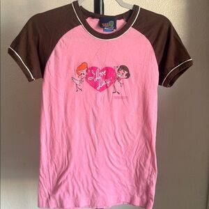 I Love Lucy Y2K Pink and Brown T-Shirt 100% cotton